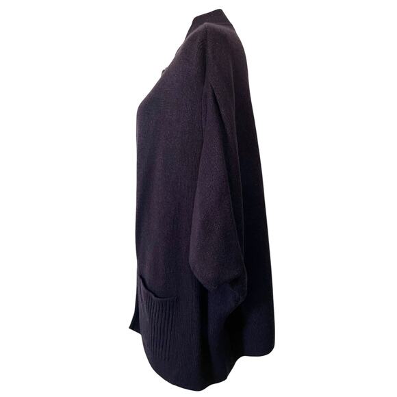 Tally Ho Womens Knit Cape Poncho Cape Open Front Cardigan Pockets Dark Purple 2X - Picture 5 of 8
